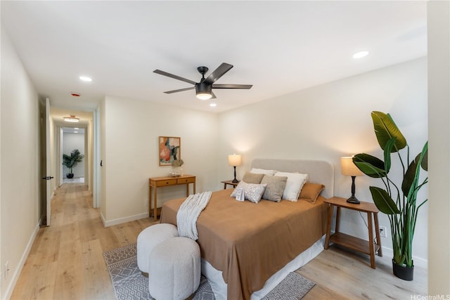 333 Aoloa St Unit 214, Kailua, HI 96734 - bedroom featuring light wood-style floors, recessed lighting, and ceiling fan
