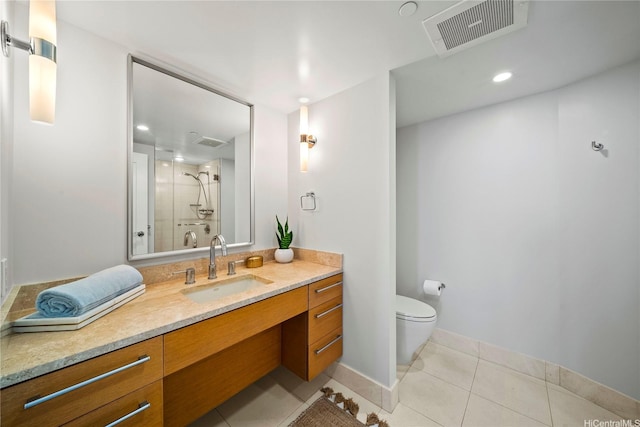 1177 Queen St Unit 4104, Honolulu, HI 96814 - bathroom featuring vanity, tile patterned floors, a shower, and recessed lighting