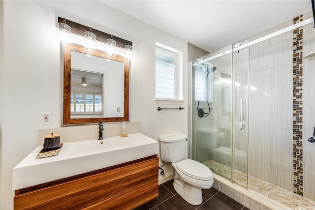 539 N Kainalu Dr, Kailua, HI 96734 - bathroom with a shower stall, vanity, tile patterned floors, and plenty of natural light