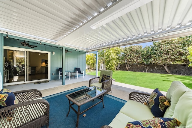 539 N Kainalu Dr, Kailua, HI 96734 - view of patio / terrace featuring an outdoor living space and ceiling fan