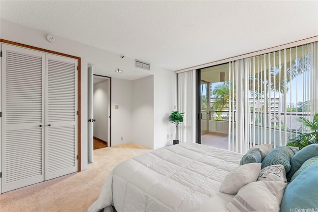 1525 Wilder Ave Unit 401, Honolulu, HI 96822 - bedroom with access to exterior, carpet flooring, a closet, and a textured ceiling