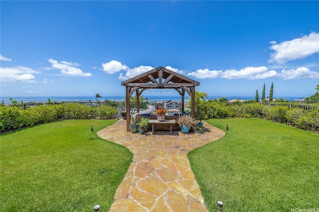 92-6024 Kohi St, Kapolei, HI 96707 - view of yard featuring a gazebo, a patio area, and a water view