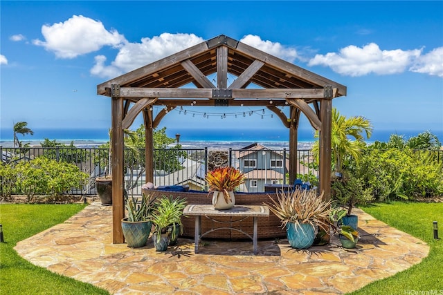 92-6024 Kohi St, Kapolei, HI 96707 - view of patio / terrace with a gazebo and a water view