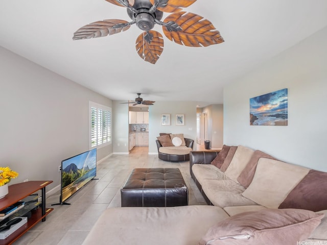 91-1058 Kekuilani Loop Unit 1508, Kapolei, HI 96707 - living area with ceiling fan and light tile patterned flooring