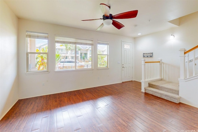 801 Kakala St Unit 1904, Kapolei, HI 96707 - foyer with stairway, hardwood / wood-style flooring, and a ceiling fan