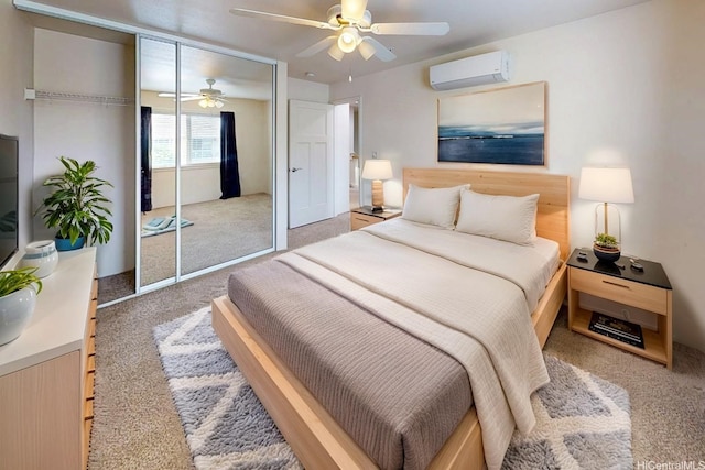 801 Kakala St Unit 1904, Kapolei, HI 96707 - bedroom with an AC wall unit, light carpet, and a closet