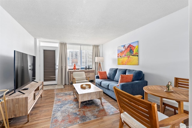 1720 Ala Moana Blvd Unit 1101B, Honolulu, HI 96815 - living area with a textured ceiling and wood finished floors