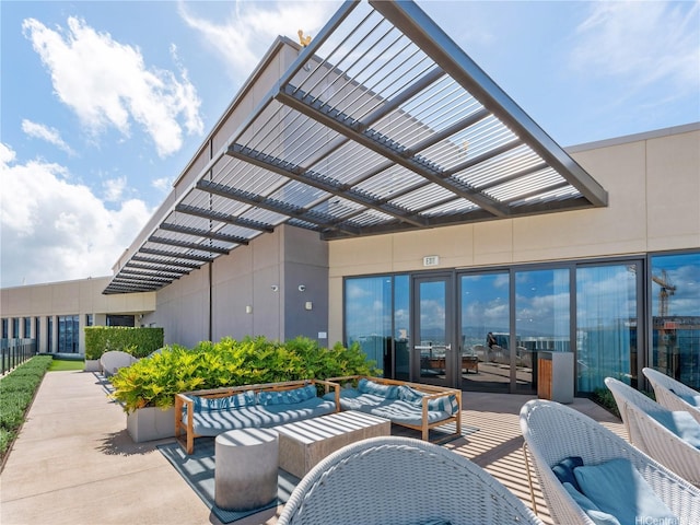 987 Queen St Unit 4112, Honolulu, HI 96814 - view of patio / terrace featuring a pergola and french doors
