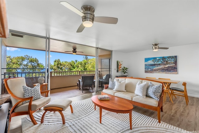 46-109 Konohiki St Unit 3934, Kaneohe, HI 96744 - living room featuring wood finished floors and ceiling fan