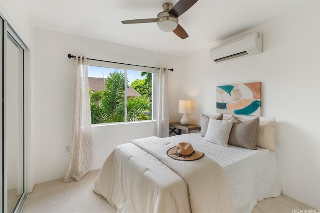 92-1487-A Aliinui Dr Unit 27A, Kapolei, HI 96707 - carpeted bedroom featuring a wall mounted air conditioner and ceiling fan