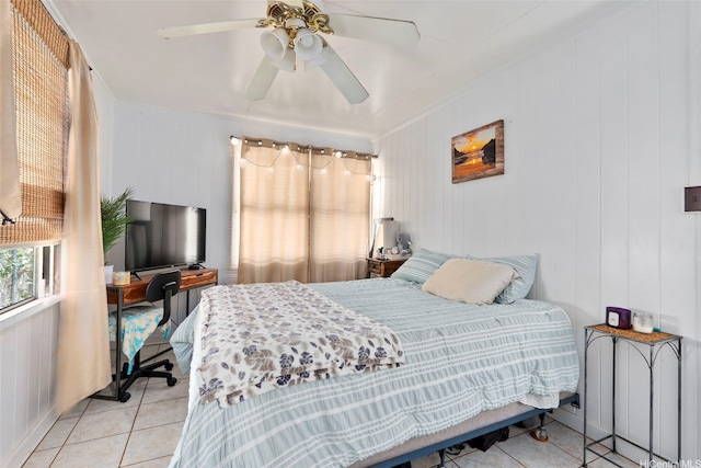 1242 16th Ave, Honolulu, HI 96816 - bedroom featuring light tile patterned floors and ceiling fan