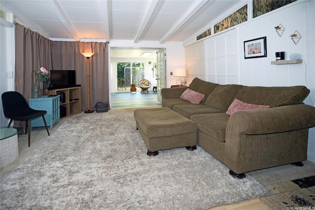 45-234 Mahalani Cir, Kaneohe, HI 96744 - living room with wood finished floors and beamed ceiling