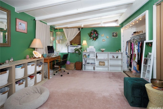 45-234 Mahalani Cir, Kaneohe, HI 96744 - office area with beam ceiling, carpet flooring, and cooling unit