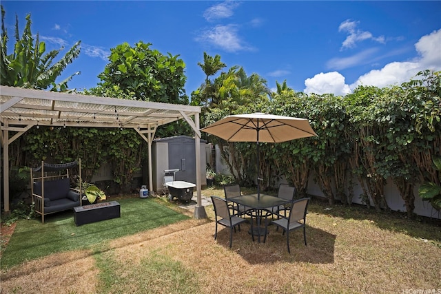 45-234 Mahalani Cir, Kaneohe, HI 96744 - fenced backyard with a shed and a pergola