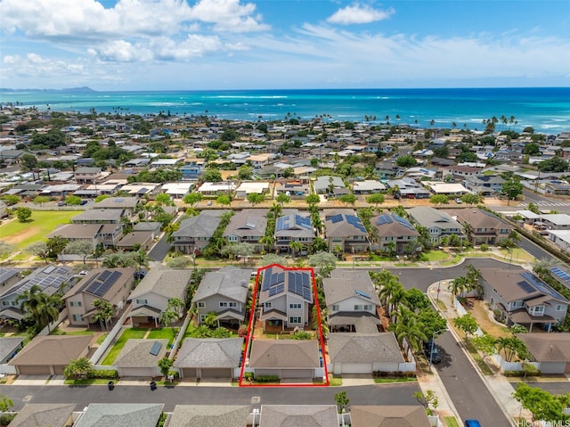 91-1030 Kai Uhu St, Ewa Beach, HI 96706 - aerial view of residential area with property boundaries highlighted and a nearby body of water
