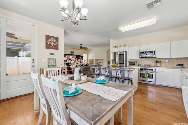 91-1030 Kai Uhu St, Ewa Beach, HI 96706 - dining room with light wood finished floors, a chandelier, and a ceiling fan