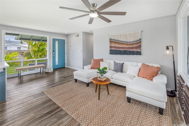 1384 Nanawale Pl, Kailua, HI 96734 - living room with wood finished floors and ceiling fan