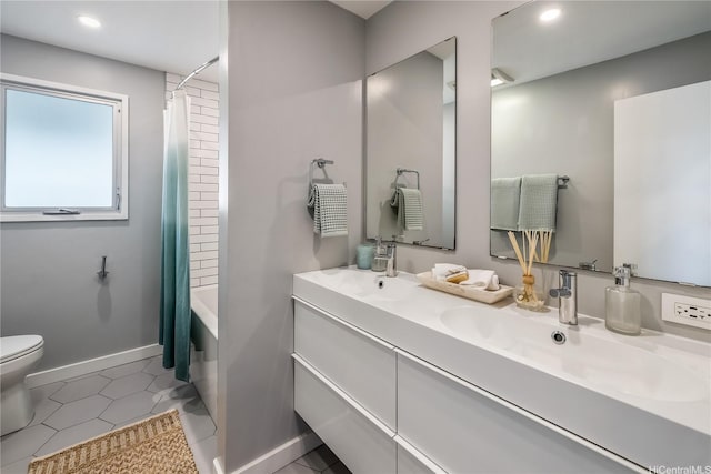 1384 Nanawale Pl, Kailua, HI 96734 - full bathroom with double vanity, shower / bath combo, tile patterned floors, and recessed lighting