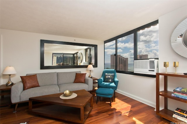 343 Hobron Ln Unit 3401, Honolulu, HI 96815 - living area with wood finished floors and cooling unit