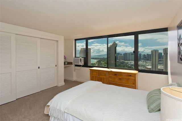 343 Hobron Ln Unit 3401, Honolulu, HI 96815 - bedroom with carpet, cooling unit, and a closet