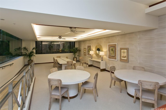 343 Hobron Ln Unit 3401, Honolulu, HI 96815 - dining room with ceiling fan and carpet floors