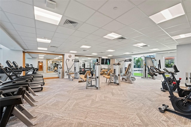 629 Keeaumoku St Unit 2408, Honolulu, HI 96814 - exercise room featuring carpet and a paneled ceiling