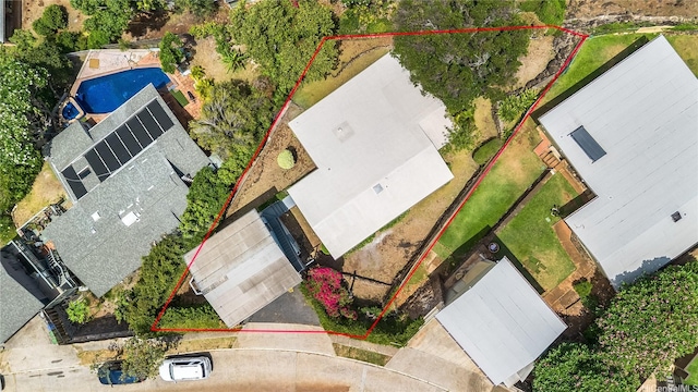 1670 Halekoa Dr, Honolulu, HI 96821 - aerial overview of property's location with property parcel outlined