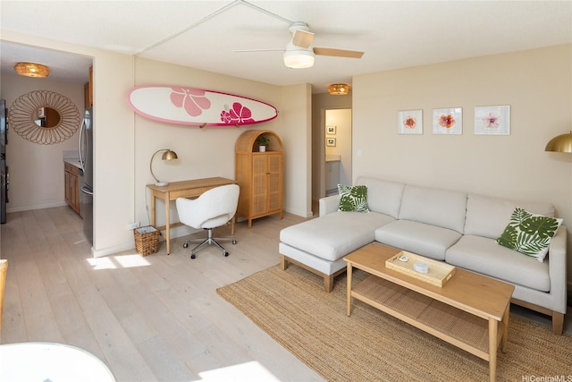 2410 Cleghorn St Unit 801, Honolulu, HI 96815 - living room with ceiling fan and light wood-style flooring