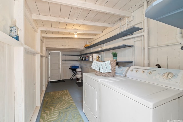 3413 Winam Ave, Honolulu, HI 96815 - laundry room with washer and clothes dryer and wooden ceiling