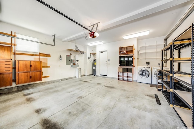 580 Lunalilo Home Rd Unit 358, Honolulu, HI 96825 - garage featuring electric panel, a garage door opener, washer and clothes dryer, and water heater