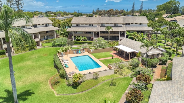 95-150 Kuahelani Ave Unit 255, Mililani, HI 96789 - aerial view of residential area featuring a pool area