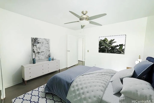 84-754 Ala Mahiku St Unit 1248B, Waianae, HI 96792 - bedroom featuring a ceiling fan and wood finished floors
