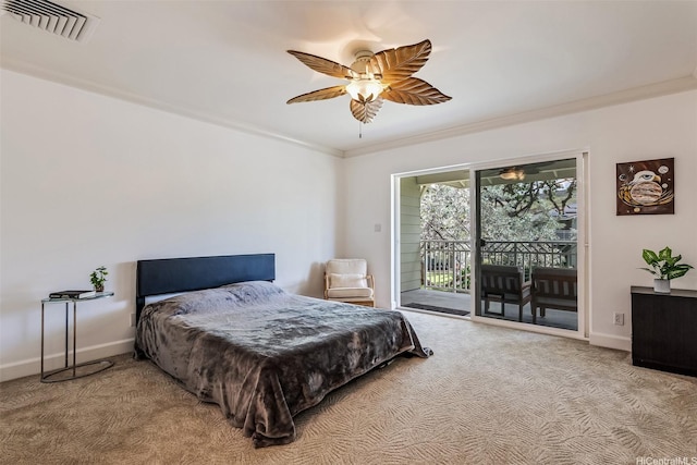 92-1087 Koio Drive M29-3 (Apt C), Kapolei, HI 96707 - carpeted bedroom with access to exterior, crown molding, and a ceiling fan