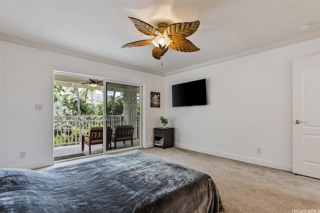 92-1087 Koio Drive M29-3 (Apt C), Kapolei, HI 96707 - carpeted bedroom featuring access to exterior, crown molding, and ceiling fan