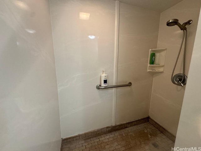 99-146 Kulina St, Aiea, HI 96701 - full bathroom featuring a shower and brick patterned flooring
