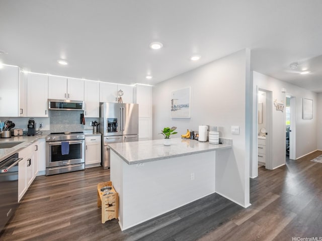 91-1348 Kakiwi St, Ewa Beach, HI 96706 - kitchen featuring high end appliances, white cabinets, dark wood finished floors, and recessed lighting