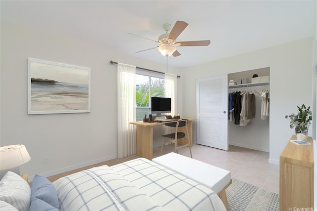 1335 Onioni St, Kailua, HI 96734 - bedroom with a closet, light tile patterned floors, and ceiling fan
