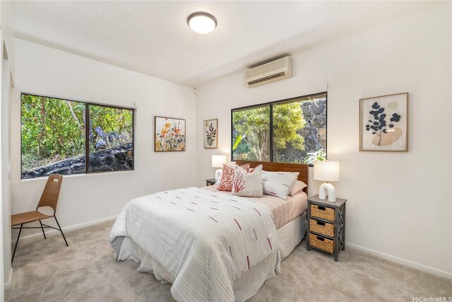 5926 Kalanianaole Hwy, Honolulu, HI 96821 - carpeted bedroom with a wall mounted air conditioner and baseboards