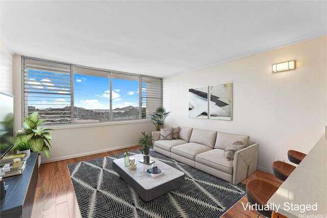 46-255 Kahuhipa St Unit A1100, Kaneohe, HI 96744 - living area featuring baseboards and wood finished floors