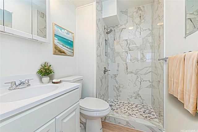 402 Iolani Ave Unit 204, Honolulu, HI 96813 - full bathroom with a marble finish shower, vanity, and wood finished floors