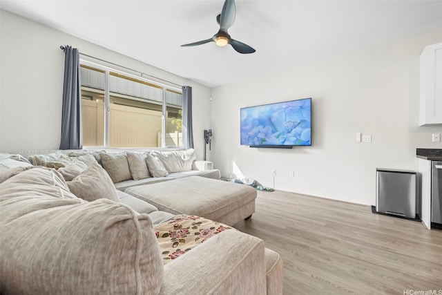 91-1542 Fort Weaver Rd, Ewa Beach, HI 96706 - living room with a ceiling fan and light wood-style floors