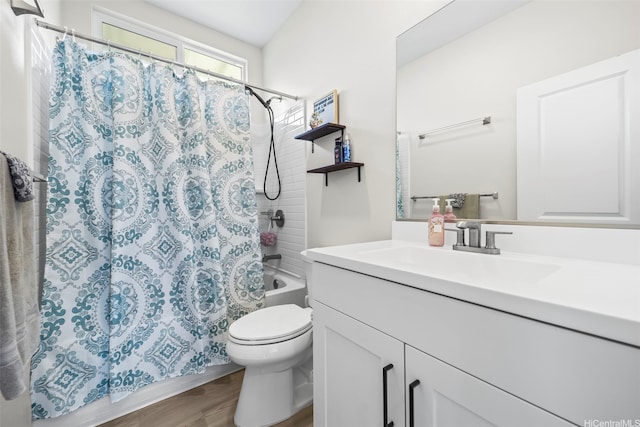 91-1542 Fort Weaver Rd, Ewa Beach, HI 96706 - bathroom featuring vanity, wood finished floors, and shower / bath combination with curtain