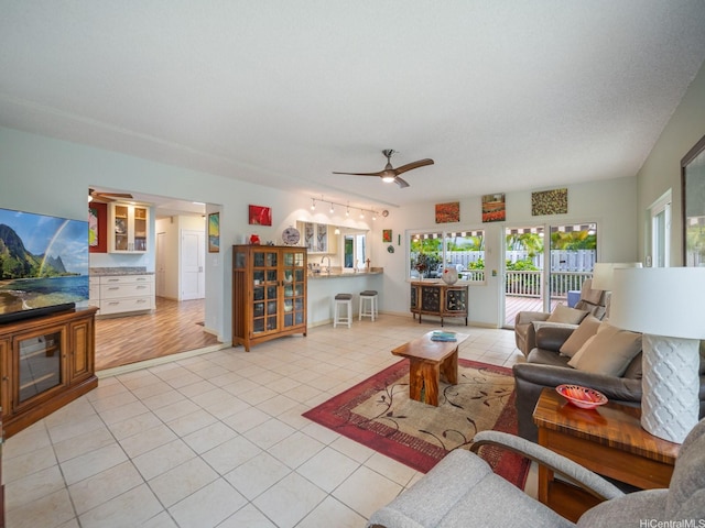 1586 Paukiki St, Kailua, HI 96734 - living room featuring light tile patterned floors and ceiling fan
