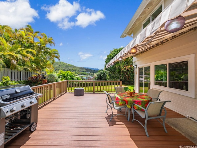 1586 Paukiki St, Kailua, HI 96734 - wooden deck with a grill and a mountain view