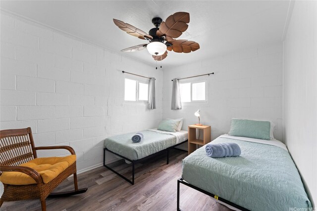 54-257 Kaipapau Loop, Hauula, HI 96717 - bedroom featuring wood finished floors and a ceiling fan