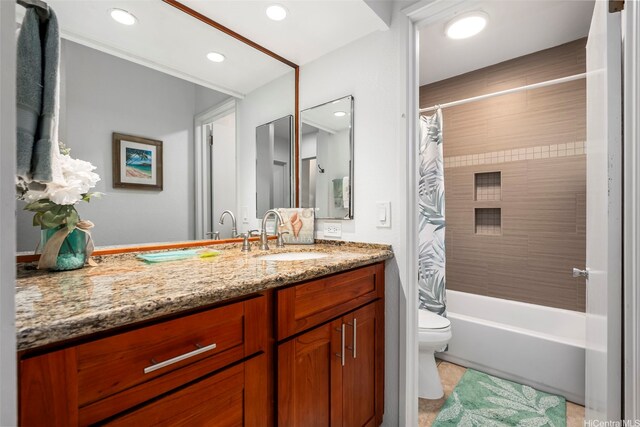 46-160 Kiowai St Unit 2322, Kaneohe, HI 96744 - bathroom with vanity, recessed lighting, shower / tub combo, and tile patterned floors