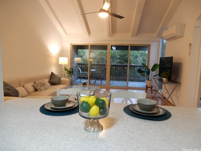 45-995 Wailele Rd Unit 29, Kaneohe, HI 96744 - living area with a wall mounted air conditioner and ceiling fan