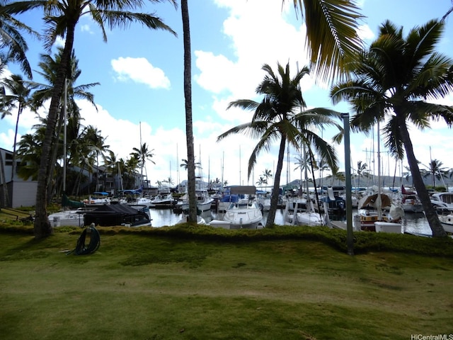 45-995 Wailele Rd Unit 29, Kaneohe, HI 96744 - view of community with a water view, a yard, and a boat dock