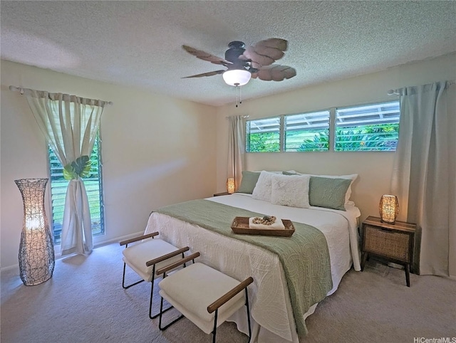 46-426 Hololio St, Kaneohe, HI 96744 - bedroom featuring carpet, a textured ceiling, and a ceiling fan