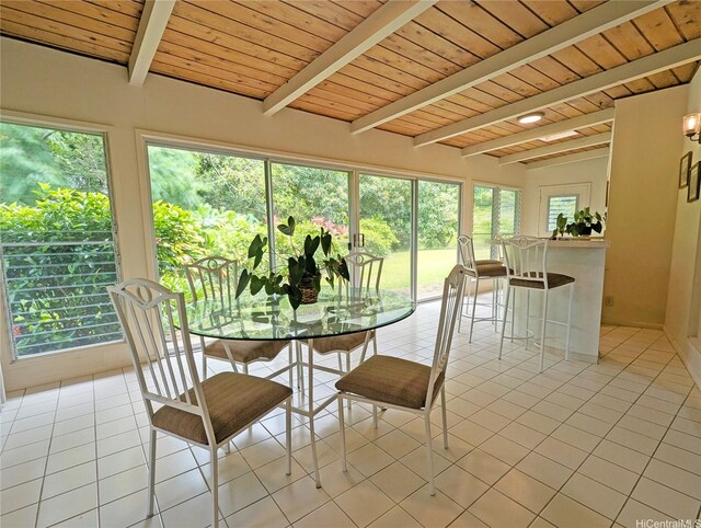 46-426 Hololio St, Kaneohe, HI 96744 - sunroom / solarium featuring tile patterned floors, healthy amount of natural light, and wood ceiling